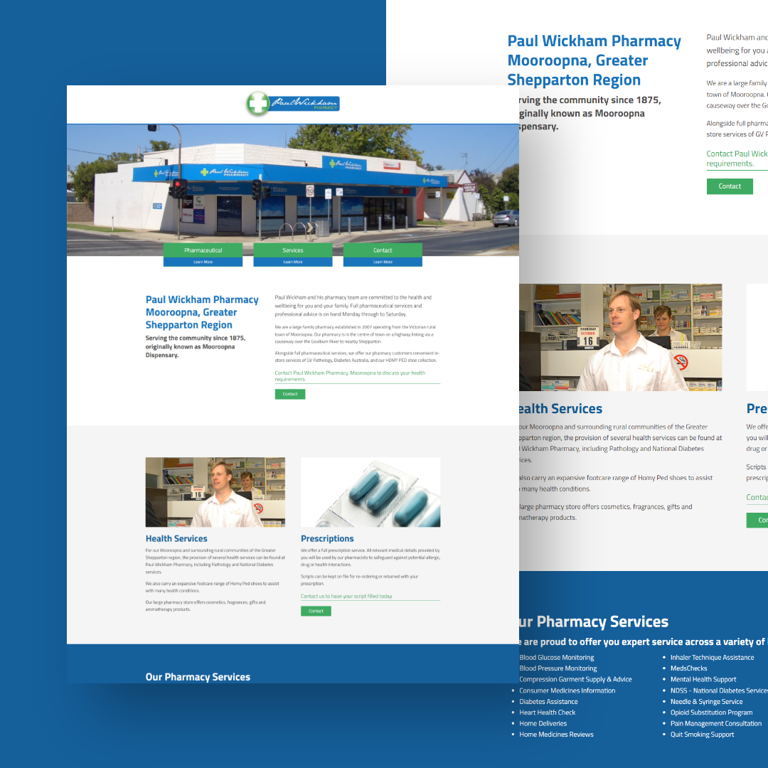 Wickham Pharmacy - Desktop Website